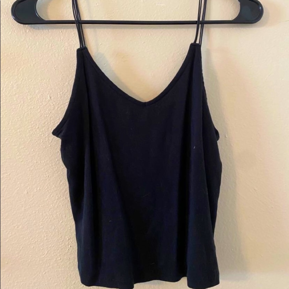 black cami tank top with double straps